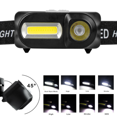 Dobíjecí čelovka XPE + COB VA0115 Vayox