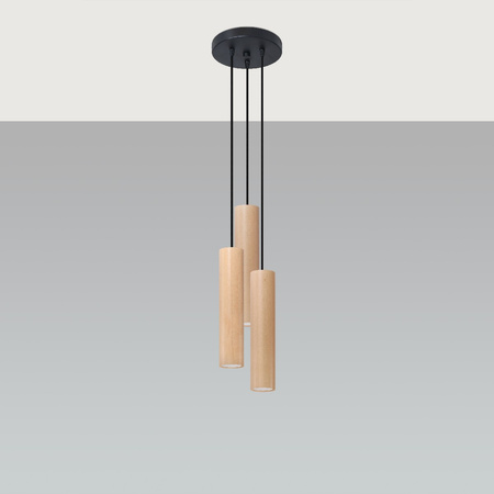 LINO 3P LED závěsné stropní svítidlo 3xGU10 přírodní dřevo SOLLUX