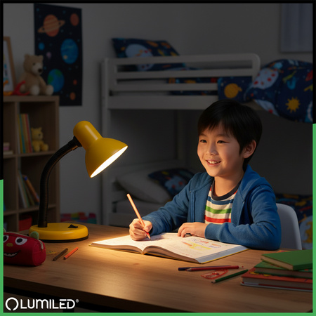 Stolní lampa Školní Noční E27, Nastavitelná Žlutá LUMILED