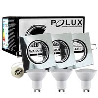 3x GOLDLUX (Polux) pohyblivá halogenová žárovka. hranatá. chrom + GU10 3.5W LED žárovka