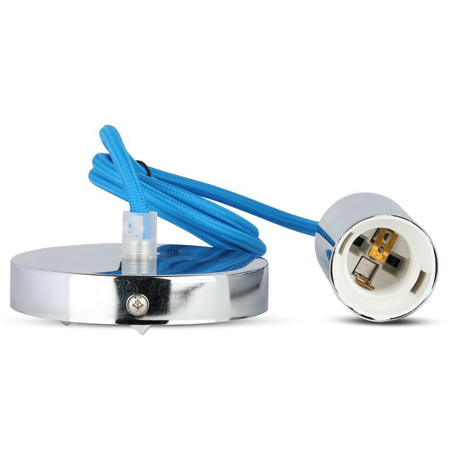 Závěsné svítidlo E27 Chromované stínidlo s modrým kabelem Závěsné VT-7338 V-TAC