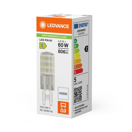 LED žárovka s paticí G9 4,9W = 60W 806lm 4000K neutrální bílá 320° Ledvance