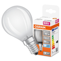 E14 P45 LED žárovka 4W = 40W 470lm 4000K Neutrální bila 300° vlákno OSRAM STAR