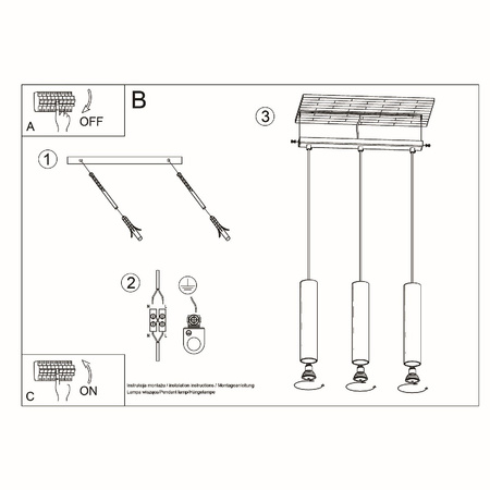 LAGOS 3L 3xGU10 Minimalistické bílé závěsné stropní svítidlo SOLLUX