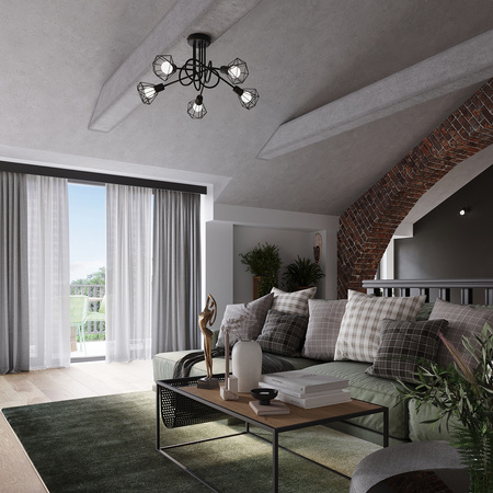 ARTEMIS 5S Stropní svítidlo 5xE14 Lustr černý Moderní SOLLUX