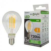 LED žárovka kapka P45 E14 6W 720lm 2700K teplá bílá FILAMENT Ecolight