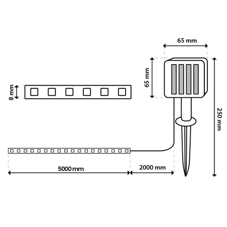 LED solární pásek 150x LED AVERO 3000K teplá bílá IP44 5m LUMILED