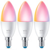 3x LED žárovka E14 Candle C37 4,9W = 40W 470lm 2200-6500K RGB + TW Smart SMART WiFi Bluetooth App WiZ
