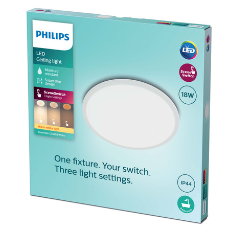 LED stropní svítidlo SUPERSLIM 18W 2700K 30cm IP44 stmívatelné bílé PHILIPS