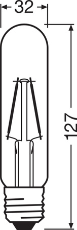 Dekorativní LED žárovka E27 TUBULAR 2,5W = 20W 200lm 2000K Warm 300° Filament OSRAM Vintage 1906