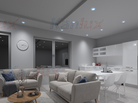 Halogenová bodová LED GU10 20W 30lm modrá zapuštěná kulatá stříbrná Soren Kanlux