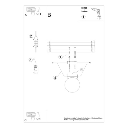 Stropní svítidlo YOLI 1 G9 Black Modern Sphere SOLLUX