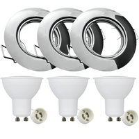 3x GOLDLUX (Polux) pohyblivá halogenová žárovka. kulatá. chrom + GU10 3.5W LED žárovka