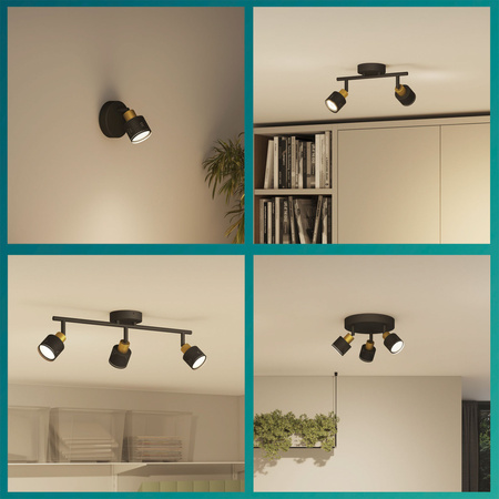 Reflektorové stropní svítidlo 4x GU10 černá-měď Niall Philips