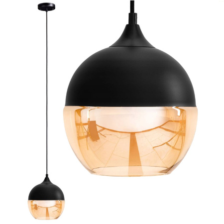Skleněné stropní závěsné svítidlo Amber Black to LED E27 Sphere Modern