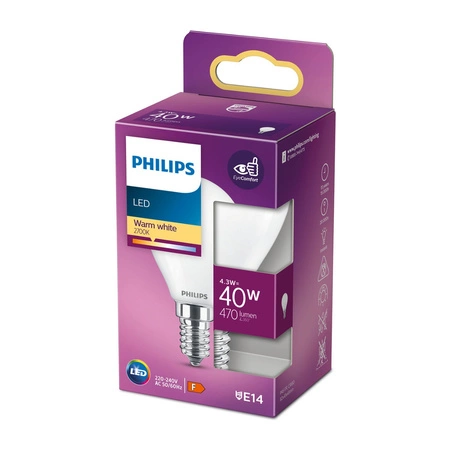 LED žárovka E14 BALL 4.3W = 40W 470lm 2700K Teplá bílá PHILIPS
