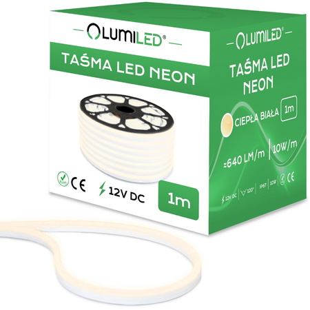 NEON LED pásek 12V 10W 120LED Teplý IP67 6x12mm 1m Lumiled