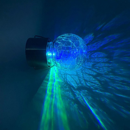LED solární zahradní lampa. závěsná LED RGB BALL. sklo. černá. efekt prasklého skla