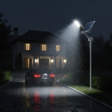 LED solární pouliční lampa 800W 6500K Lucerna s držákem a dálkovým ovládáním