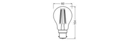 LED žárovka A60 B22d 5,9W = 60W 806lm 2700K Warm Dimmable 300° Filament Classic Ledvance