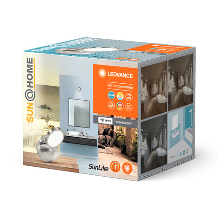 Nástěnné stropní svítidlo LED do koupelny 7,5 W 200 lm CCT 11 cm IP44 Stmívatelné stříbrné SMART+ WiFi Sun@Home Ledvance
