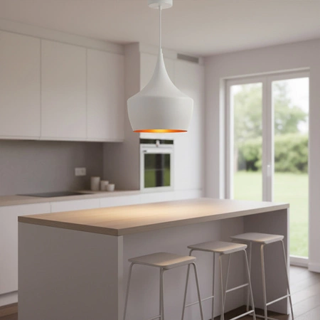 Lustrová závěsná stropní lampa IL MIO MODERN P-306B E27 bílá a zlatá - GOLDLUX (Polux)