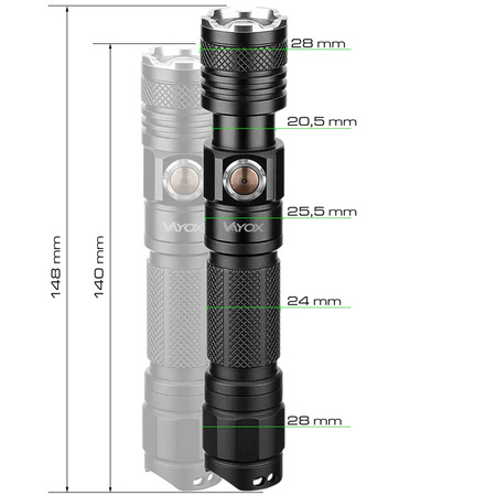 Taktická ruční svítilna LED Power IP44 10W 1200lm Professional VAYOX