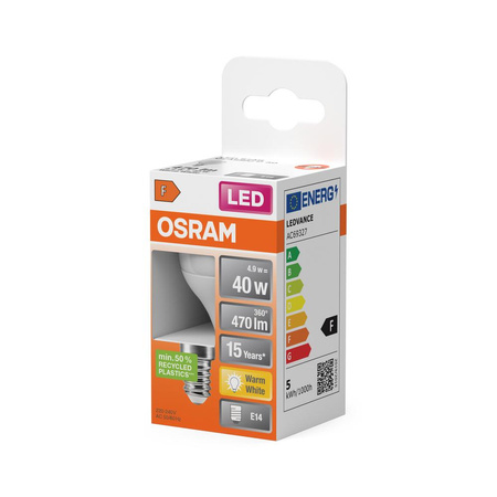 LED žárovka P45 Ball E14 4,9W = 40W 470lm 2700K Warm 150° STAR CLASSIC Osram