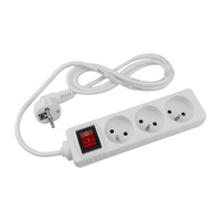 Síťový prodlužovací kabel Zástrčka - 3x zásuvka s uzemněním a vypínačem Napájecí lišta 1,5m 3x1mm 13A Bílá