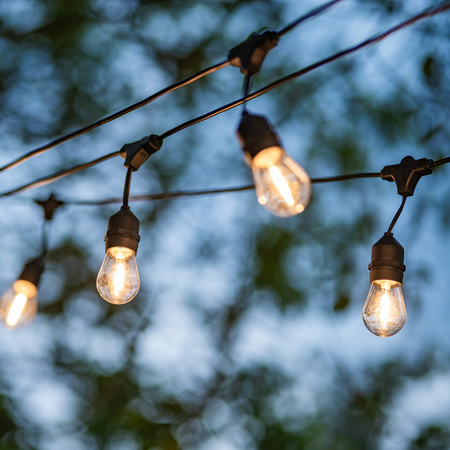 Solární zahradní girlanda 15x LED Dekorativní žárovky 10m + Dálkové ovládání IP65 2700K teplá bílá SOLLIS LUMILED