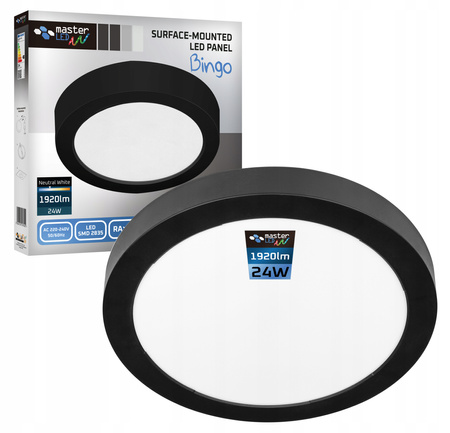 Přisazené stropní svítidlo LED panel 24W 4000K Černé kulaté Proma LVT