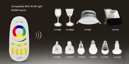 RGB LED RGB+W rádiový dálkový ovladač 4 ZÓNY Wi-Fi TOUCH Mi-Light - FUT096