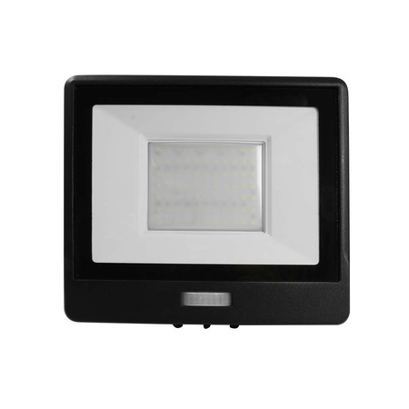 Reflektor LED 50W 4000lm 4000K IP65 Black s pohybovým senzorem a funkcí CUT-OFF Samsung Chip VT-158S-1-B V-TAC