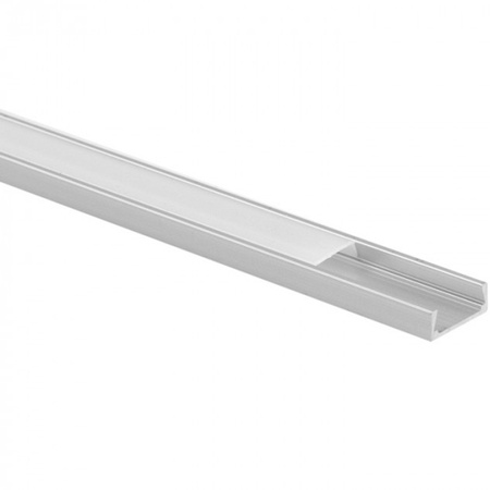 Povrchová montáž LED eloxovaný hliníkový profil 2m s matným difuzorem pro LED pásky + koncovky Ecolight řady N