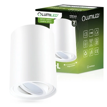 Povrchové Halogenové svítidlo GU10, SPOT TUBA 115mm Nastavitelná Kulatá Bílá AMAT-L LUMILED