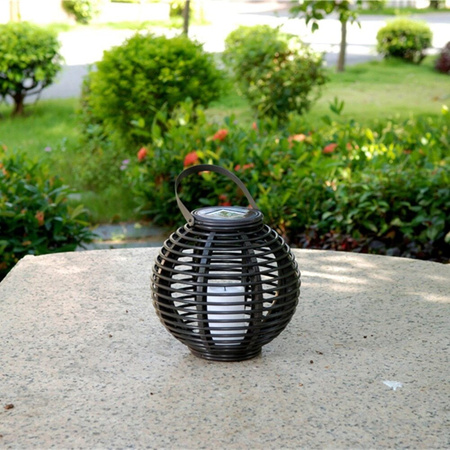 LED solární zahradní lampa. závěsná LAMPA. černá. oválná. efekt plamene