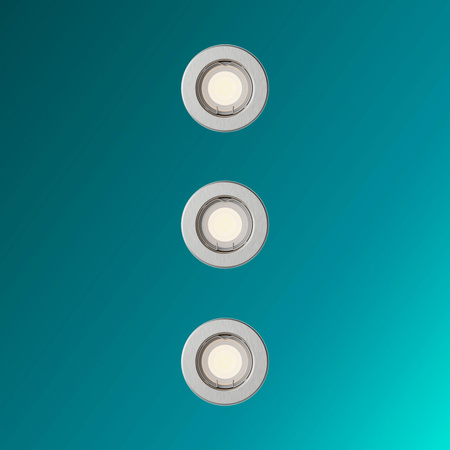 3x LED GU10 zapuštěná pod omítku Pevná hliníková kulatá nikl Peridot Philips