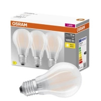3x LED žárovka E27 A60 7.5W = 75W 1055lm 2700K Teplá bílá 300° Vlákno OSRAM BASE