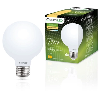 Žárovka LED E27, G95 8W = 75W 3000K Teplá bílá Globe Mléčná Filament LUMILED