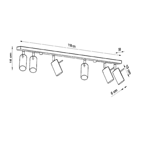 Svítidlo pro povrchovou montáž RING 6L 6xGU10 Reflektor Halogenový pohyblivý pásek Minimalistická černá SOLLUX