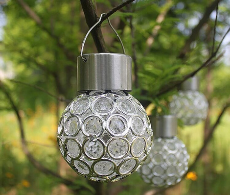 LED solární zahradní lampa KULA Sádra 8cm LED RGB závěsná Volteno