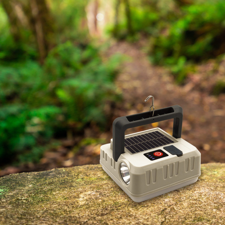 Solární kempingová lampa 1W 100lm 8000lmK studená šedá IPX4 se soumrakovým senzorem Sanico Goldlux