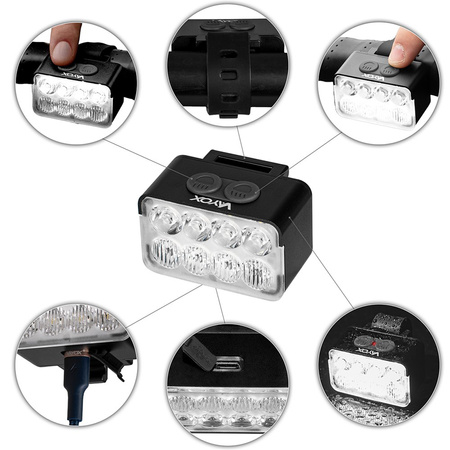 Přední svítilna na kolo 8xLED USB-C 10 režimů 900lm IPX6 VAYOX