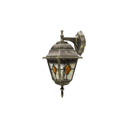 Zahradní lampa LED nástěnná lampa MONACO E27 IP43 Down Lucerna Vitráže starožitné zlato RABALUX