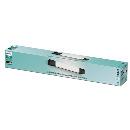 LED Světlo nad Zrcadlo 5W 730lm 2700K 44cm IP44 Černá Rover Philips