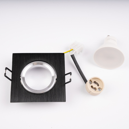 TRIX 3v1 GU10 6W 4000K Black LUMILED čtvercové pohyblivé halogenové svítidlo pro zapuštěnou montáž