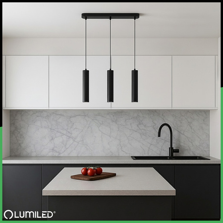 Stropní závěsné svítidlo 29cm Reflektor 3x GU10 LED SOPLO Black LUMILED