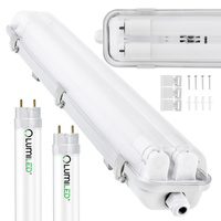 Hermetické Prachotěsné svítidlo 2x T8, G13 IP65 120cm + LED Trubice 18W 4000K LUMILED