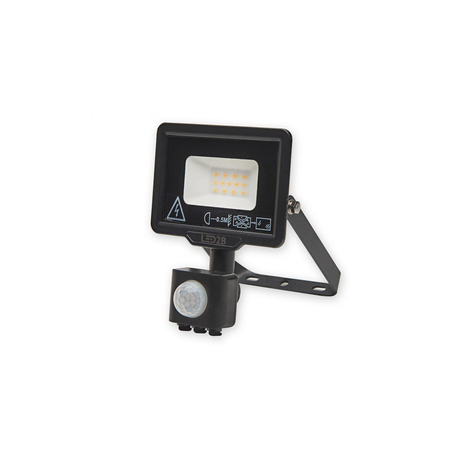 Venkovní zahradní reflektor LED 10W 770lm 3000K teplý 120° se senzorem pohybu a soumraku IP44 černý MHC Kobi