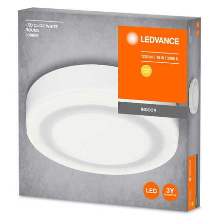Přisazená LED panelová stropní lampa CLICK WHITE 18W 1100lm 3000K Teplá bílá 30cm LEDVANCE